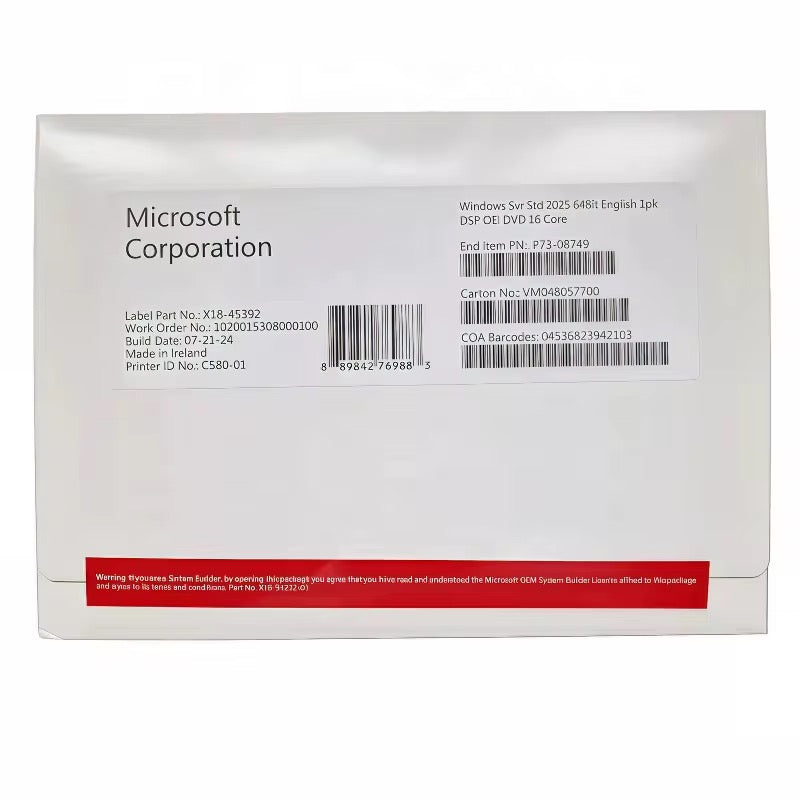 Windows Server 2025 Standard 64-bit OEM DVD 16 Core | Full Version | Genuine Sealed Package | AUS STOCK [EP2-25187]