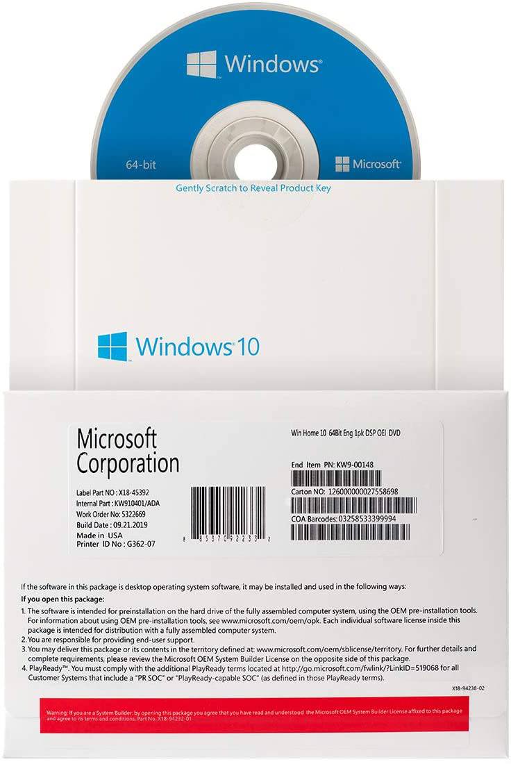 Windows 10 Home 64-bit OEM DVD | Full Version | Genuine Sealed Package | AUS STOCK [KW9-00139]